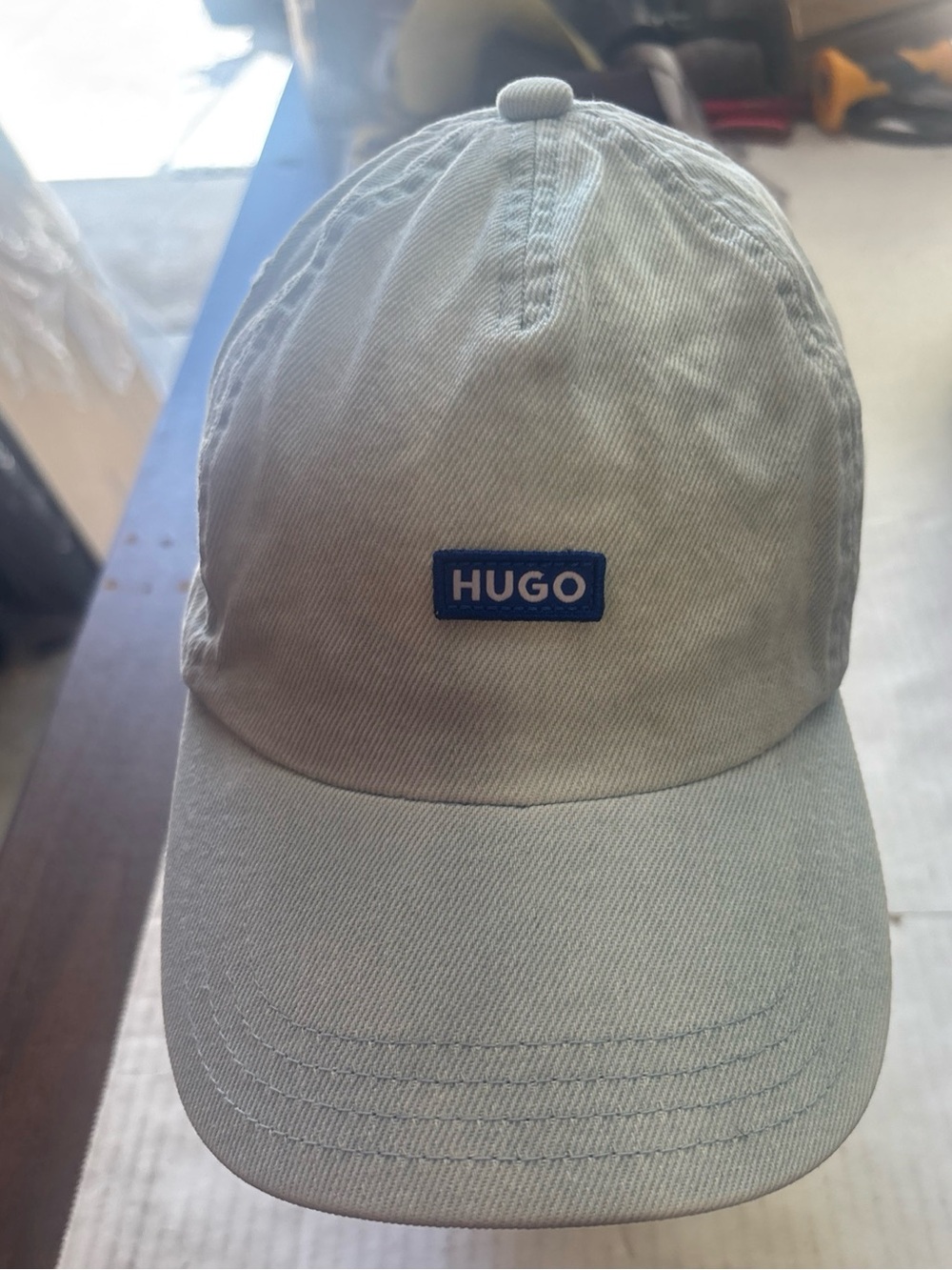 HUGO BOSS Light Blue Cotton Twill Baseball Cap with Blue Logo Patch